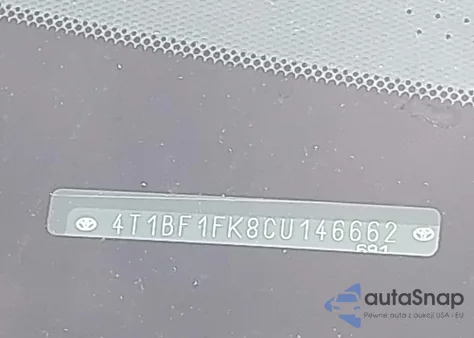 2012 Toyota Camry Se z USA, uszkodzony, nr VIN 4T1BF1FK8CU146662